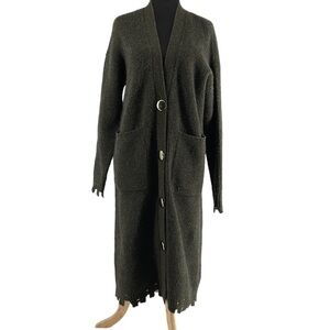 MO&Co cardigan duster distressed alpaca blend gold button details luxury sz S